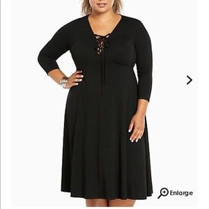 torrid Dresses - Torrid 0 lace up neck knit midi dress bnwt torrid Dresses - Torrid 0 lace up neck knit midi dress bnwt